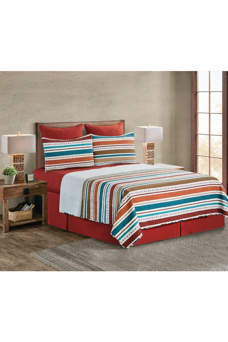 Ezekiel Ridge Cotton Quilt Set  - Reversible and Machine Washable, Alternate, color, Blue