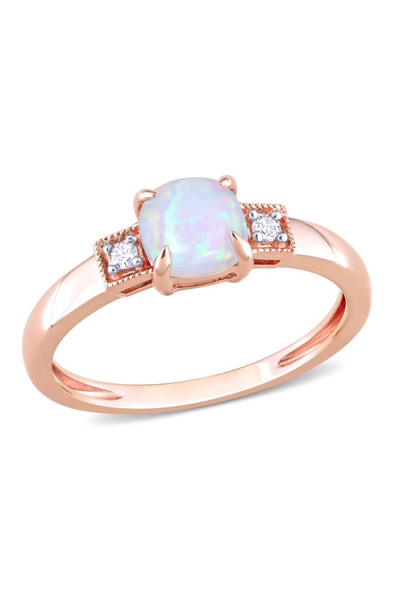 Opal & Diamond Cushion Ring 10k, Main, color, Opal