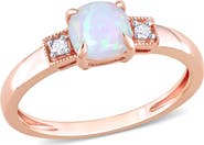 Julianna B. Opal & Diamond Cushion Ring 10k