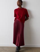 Whistles Satin Pleated Midi Skirt