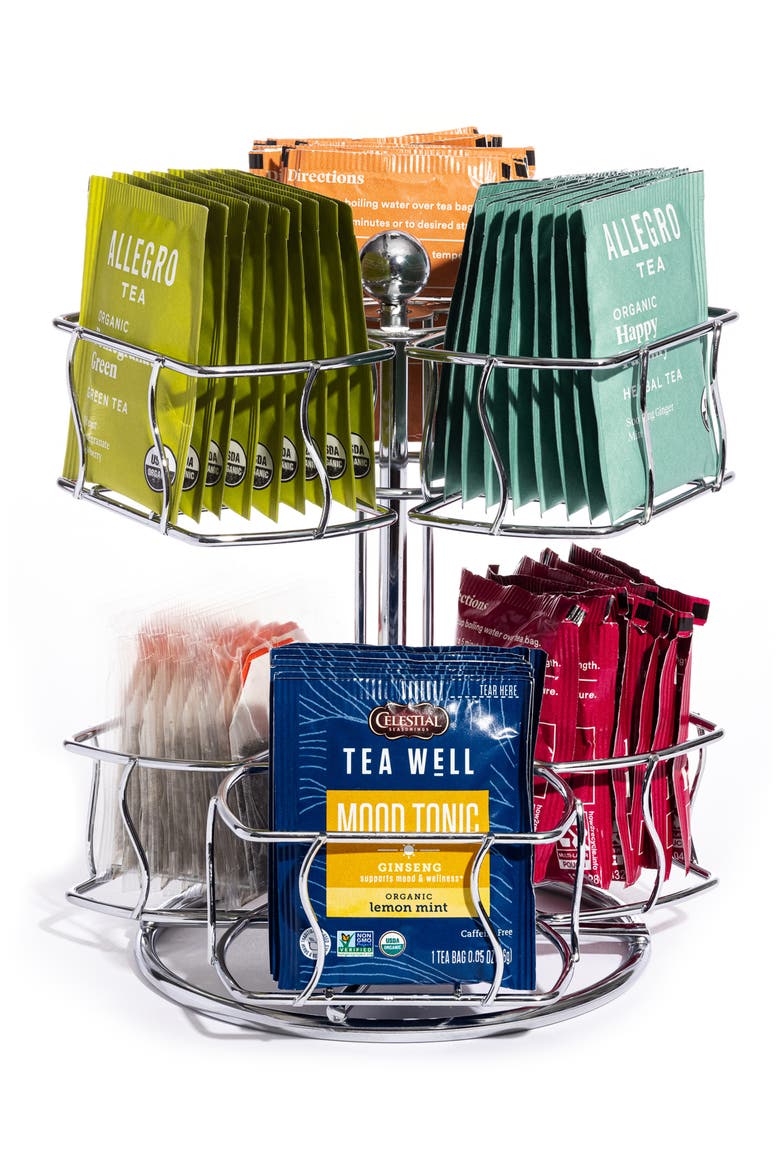 2-Tier Tea Bag Organizer, Main, color, SILVER