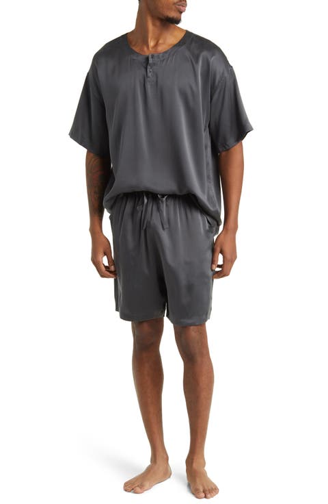 Henley Washable Silk Short Pajamas