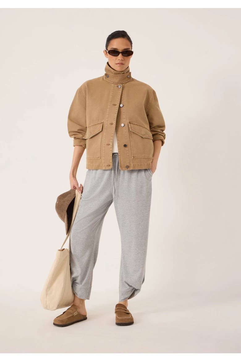 Elara Washed Funnel Neck Utility Jacket, Alternate, color, Stone Brown