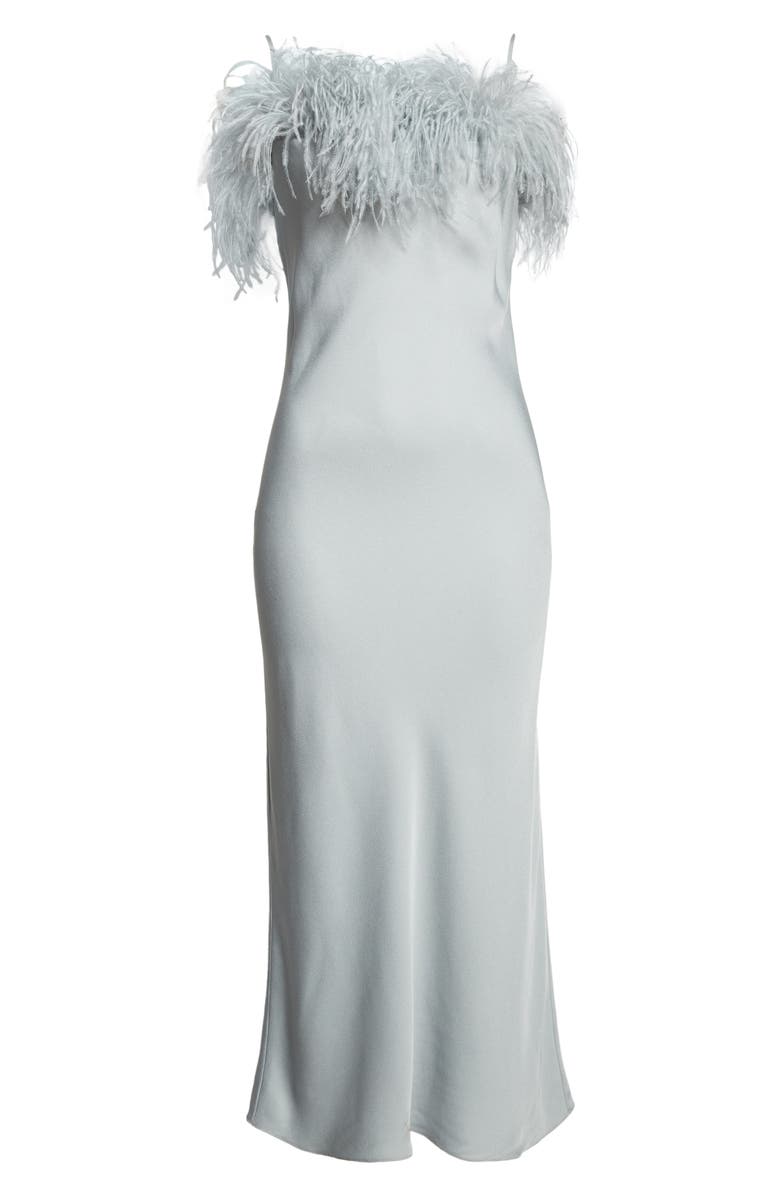 A.L.C. Odette Feathered Crepe Gown, Alternate, color, Slate Blue
