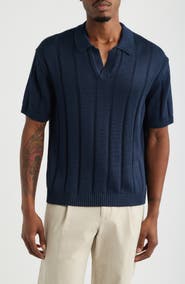 Open Edit Boxy Short Sleeve Polo Sweater