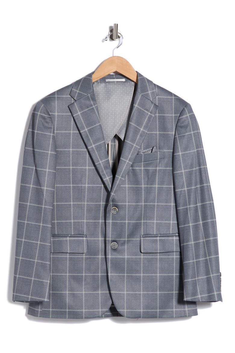 Plaid Sport Coat, Main, color, GREY