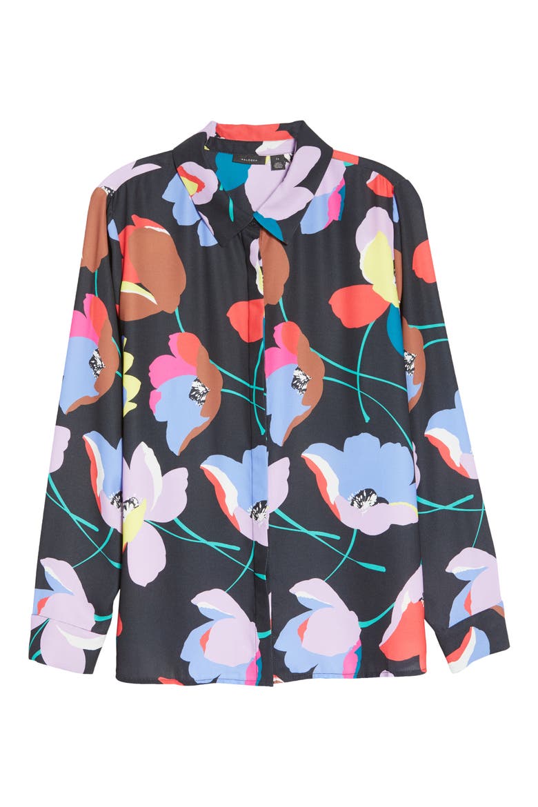 Button-Up Shirt, Alternate, color, BLACK MULTI FLORAL