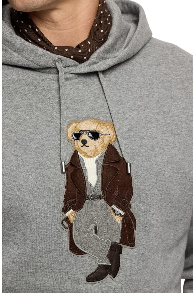 Felpa Bear Appliqué Cotton & Cashmere Hoodie, Alternate, color, CLASSIC LIGHT GREY MELANGE
