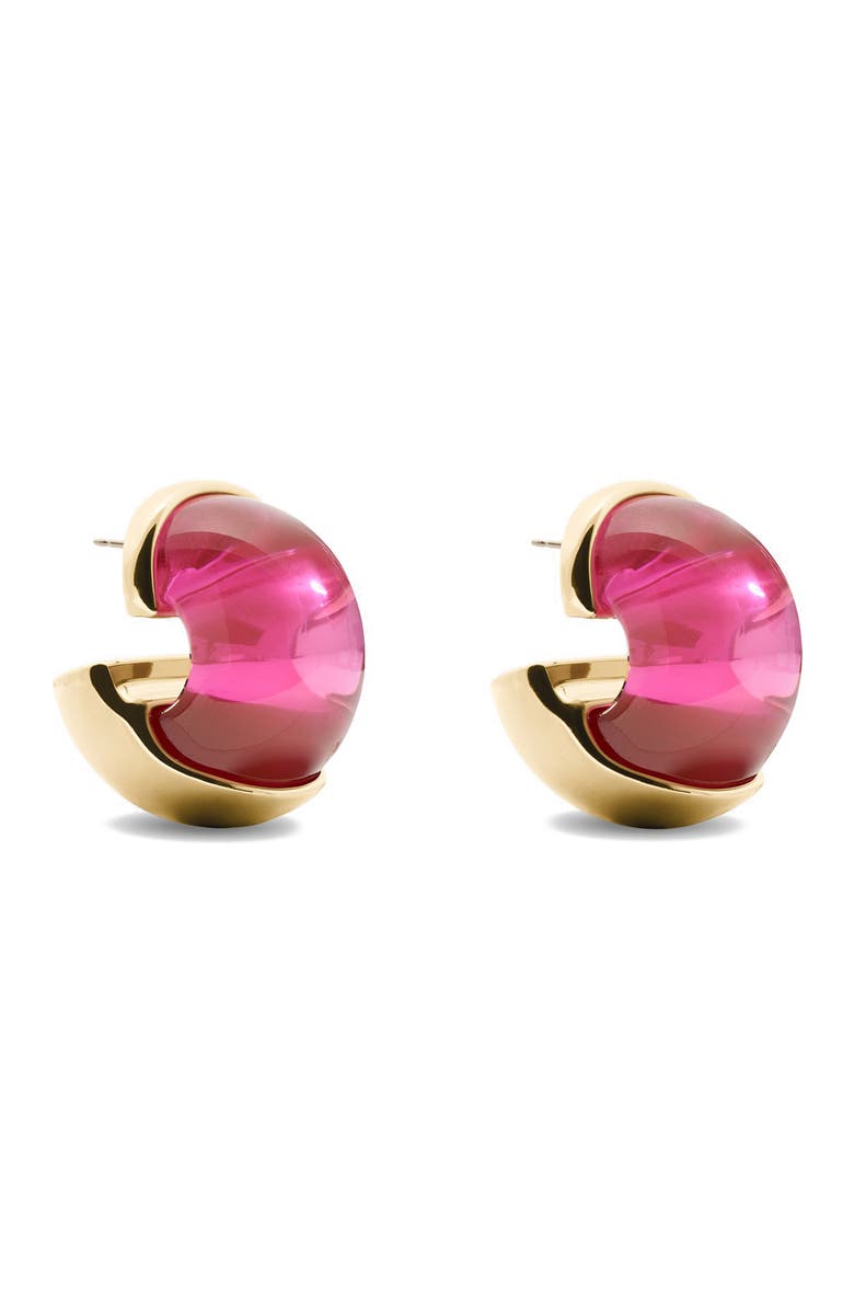 Kate Spade New York glow up chunky huggie hoop earrings, Main, color, Pink.