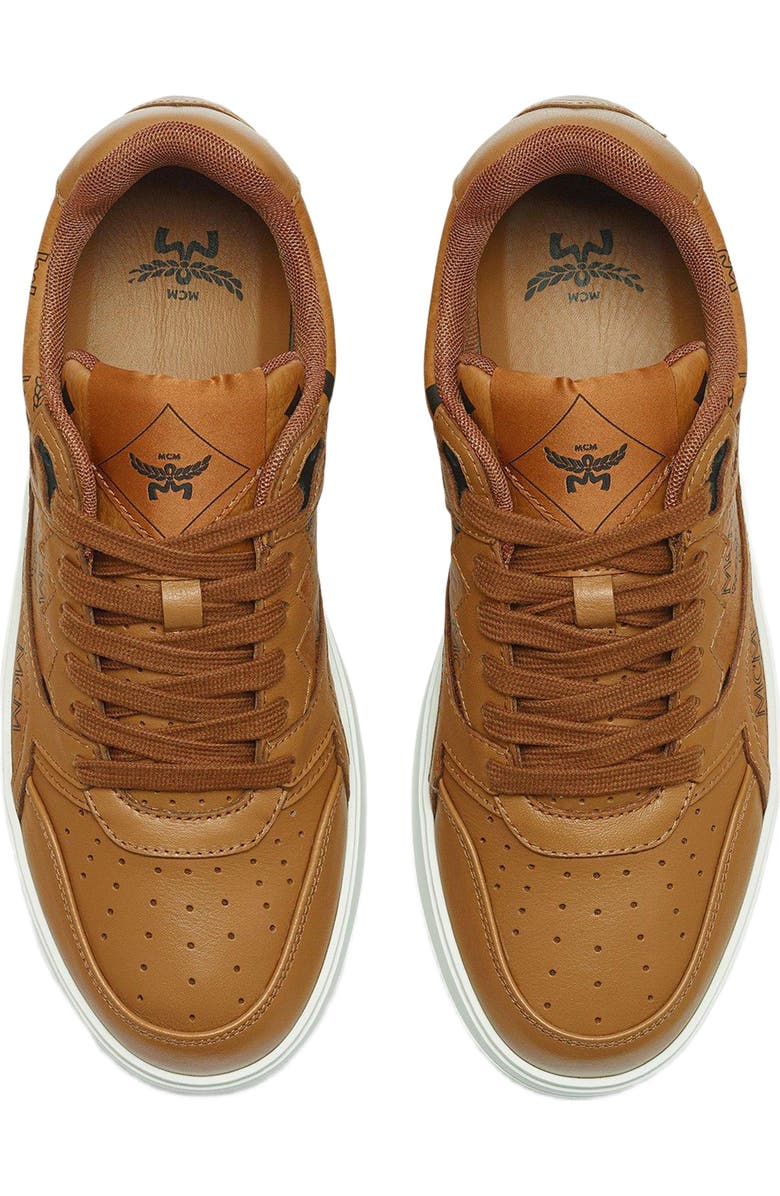 MCM Neo Terrain Lo Sneakers in Visetos, Alternate, color, Cognac