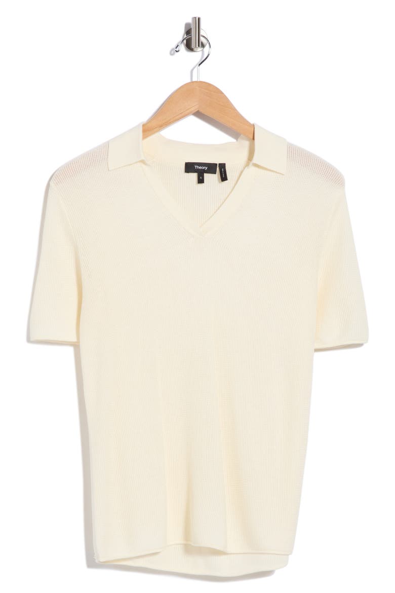 Open Collar Short Sleeve Sweater, Main, color, IVORY