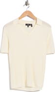Theory Open Collar Short Sleeve Sweater
