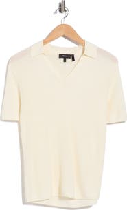 Theory Open Collar Short Sleeve Sweater