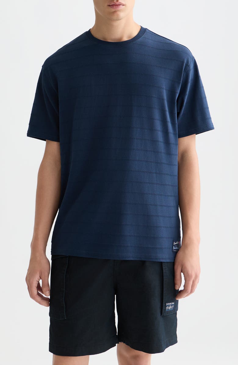 Scotch & Soda Structured Stripe Jacquard Stretch Cotton T-Shirt, Main, color, Pageant Blue
