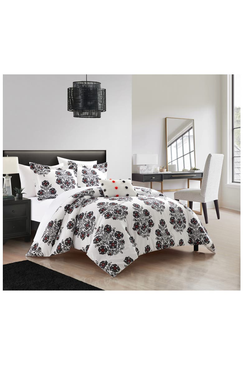 Riley Floral Medallion Comforter Set - King, Alternate, color, GREY