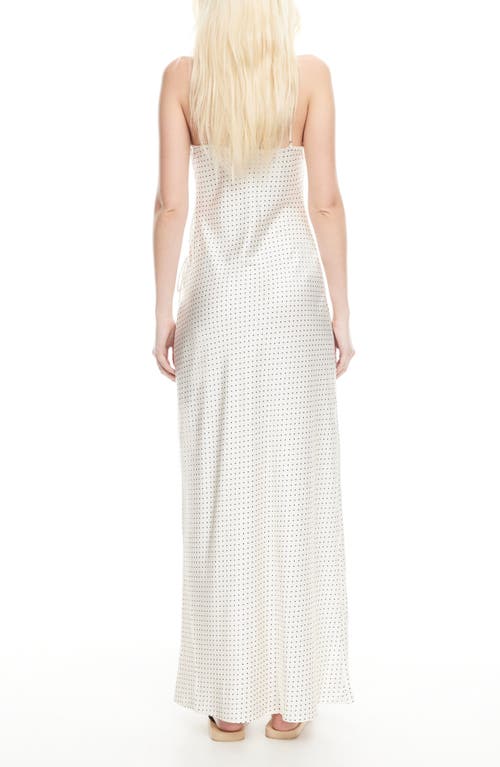 Lioness About Polka Dot Cutotut Tie Detail Satin Slipdress In White