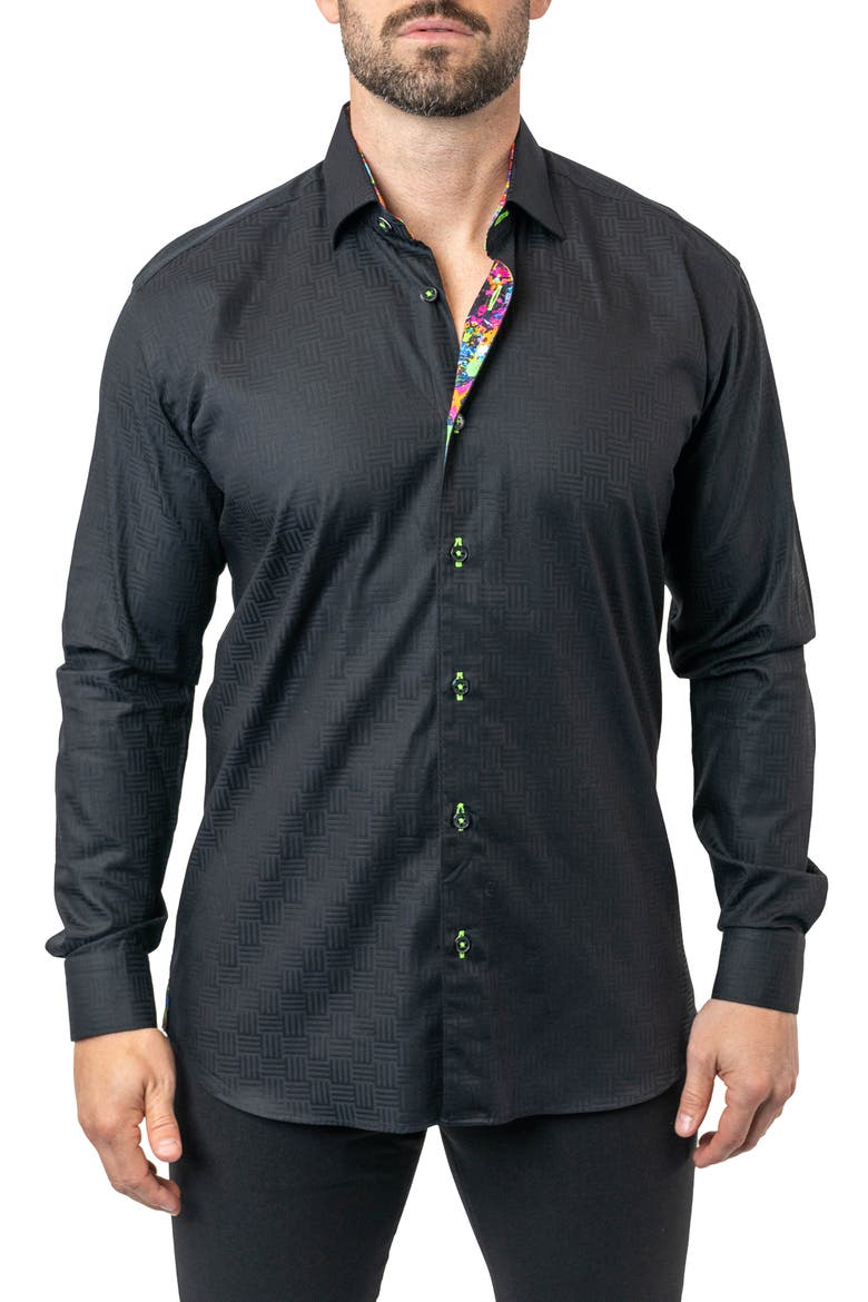 Fibonacci Lego 09 Contemporary Fit Button-Up Shirt, Alternate, color, BLACK
