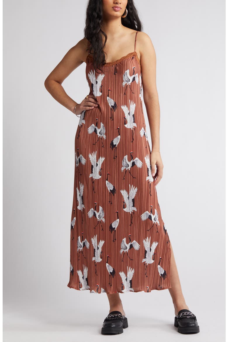 Money Honey Plissé Midi Slipdress, Alternate, color, ETERNAL YOUTH