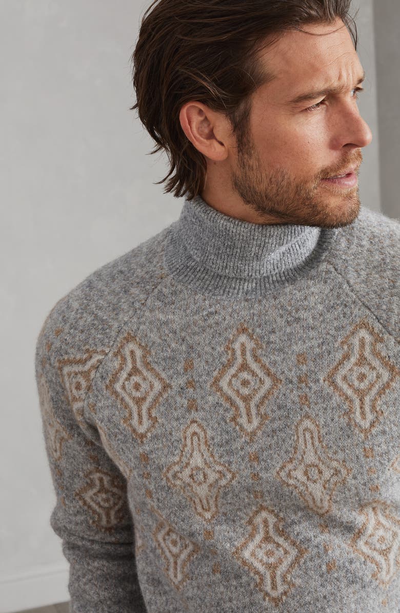 Brunello Cucinelli Geometric Jacquard turtleneck sweater, Alternate, color, 