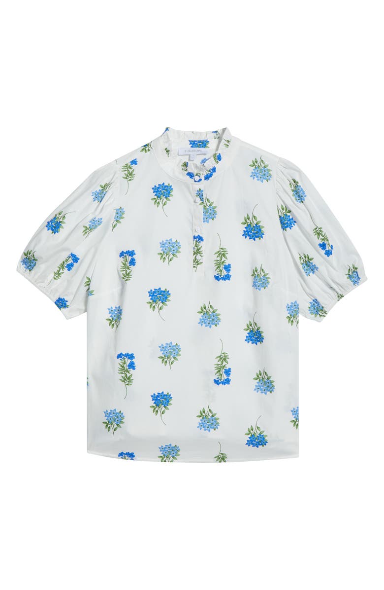 SUGARLIPS Jillian Floral Print Ruffle Top, Alternate, color, White/ Blue/ Green