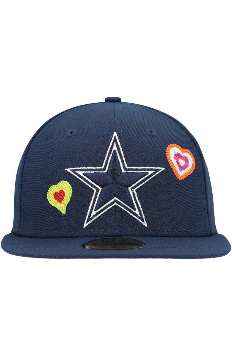 New Era Men's New Era Navy Dallas Cowboys Chain Stitch Heart 59FIFTY Fitted Hat, Alternate, color, Navy