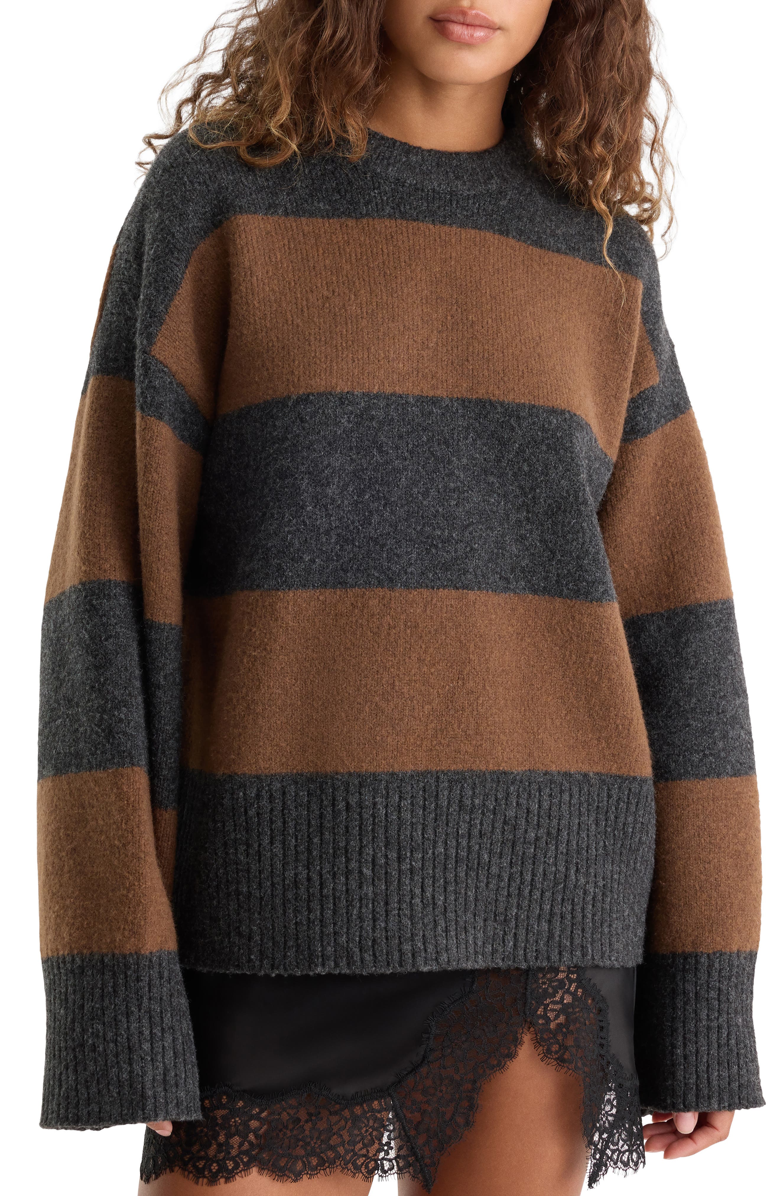 selected CHARCOAL BROWN STRIPE