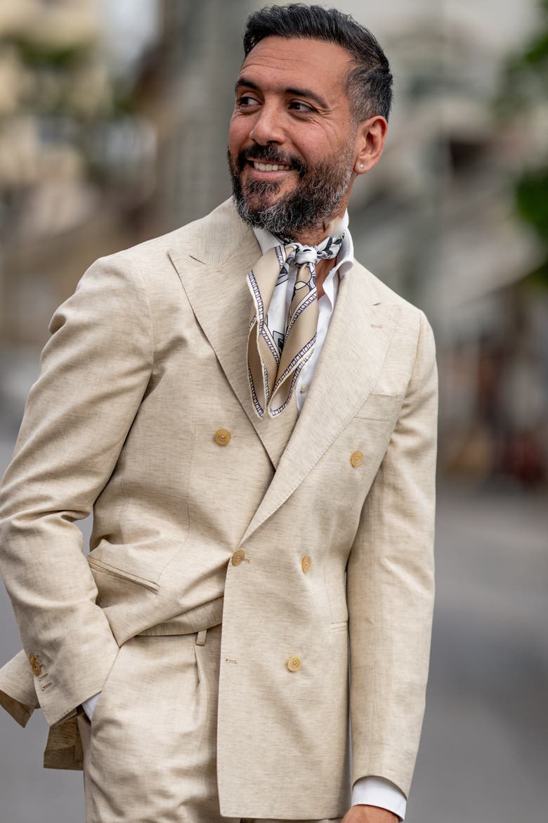 Lombardi - Hand Rolled Silk Neckerchief for Men, Alternate, color, Sand