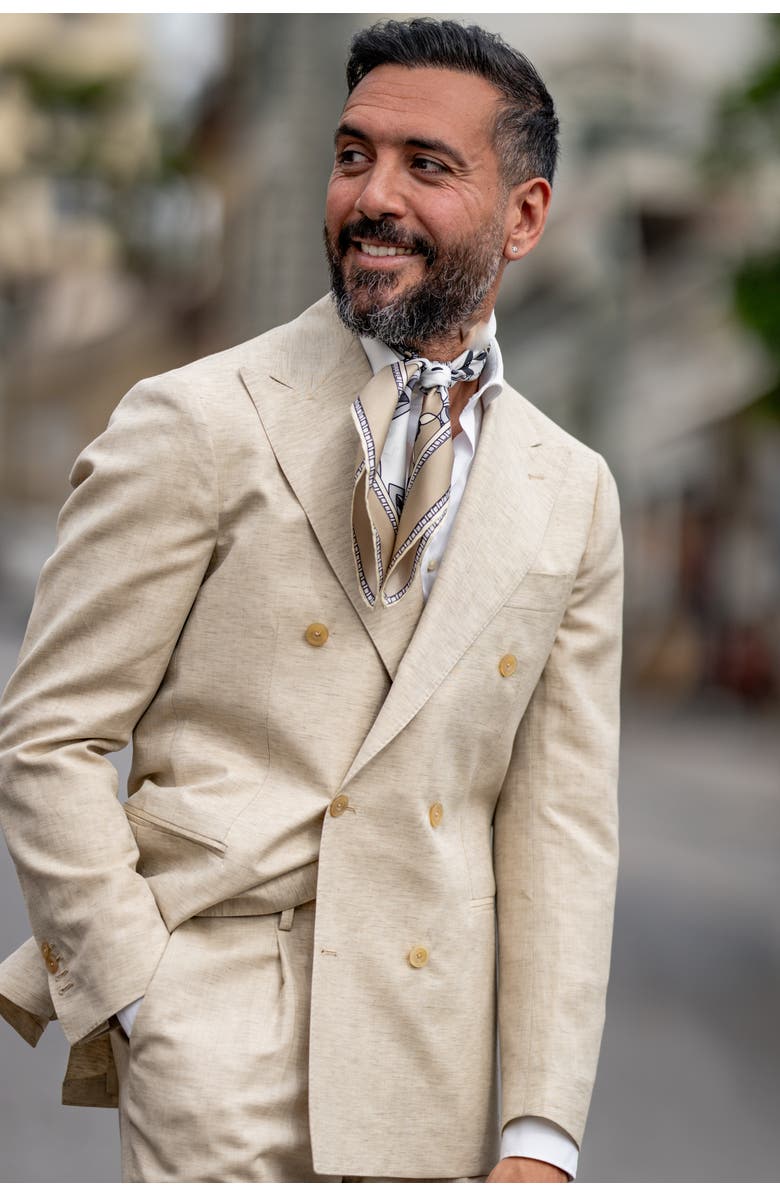 Elizabetta Lombardi - Hand Rolled Silk Neckerchief for Men, Alternate, color, Sand