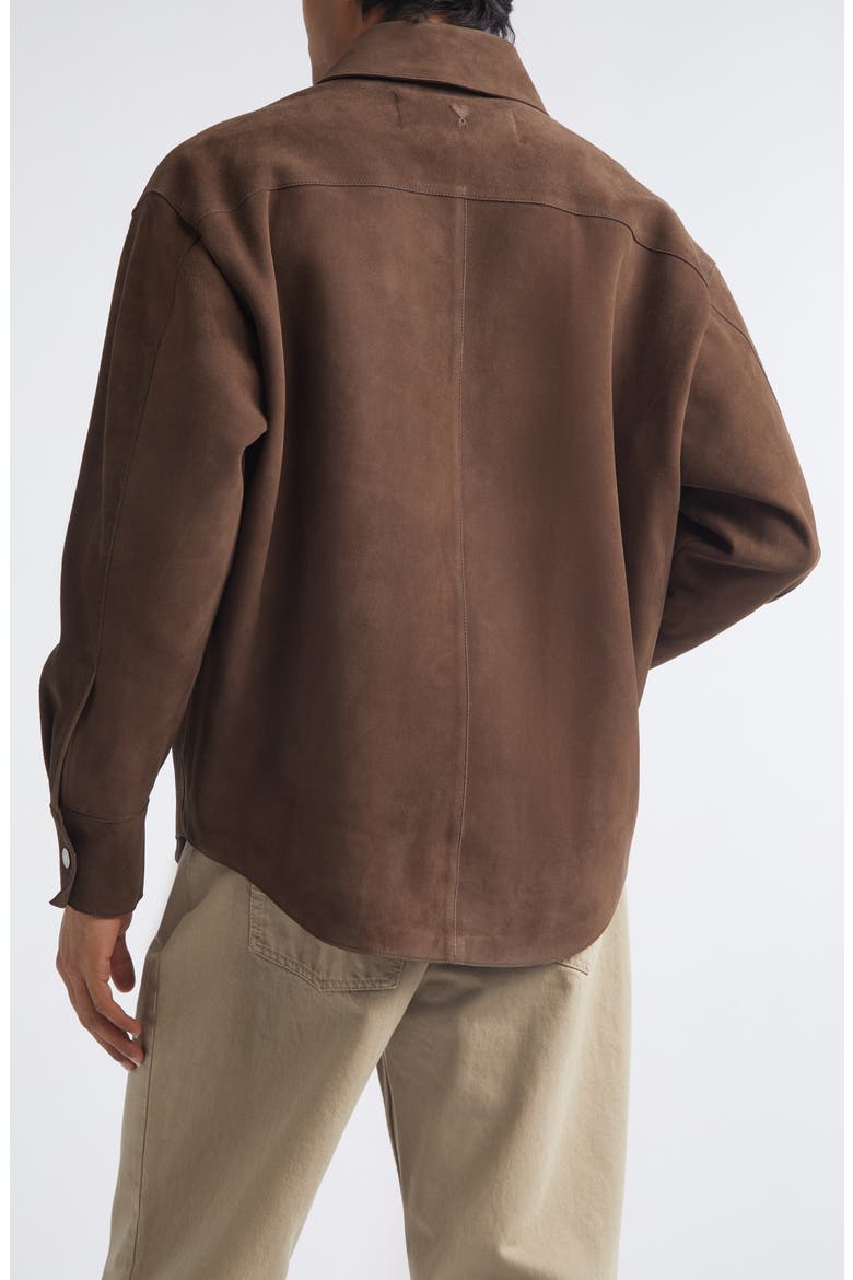 Goatskin Suede Overshirt, Alternate, color, CHOCOLAT
