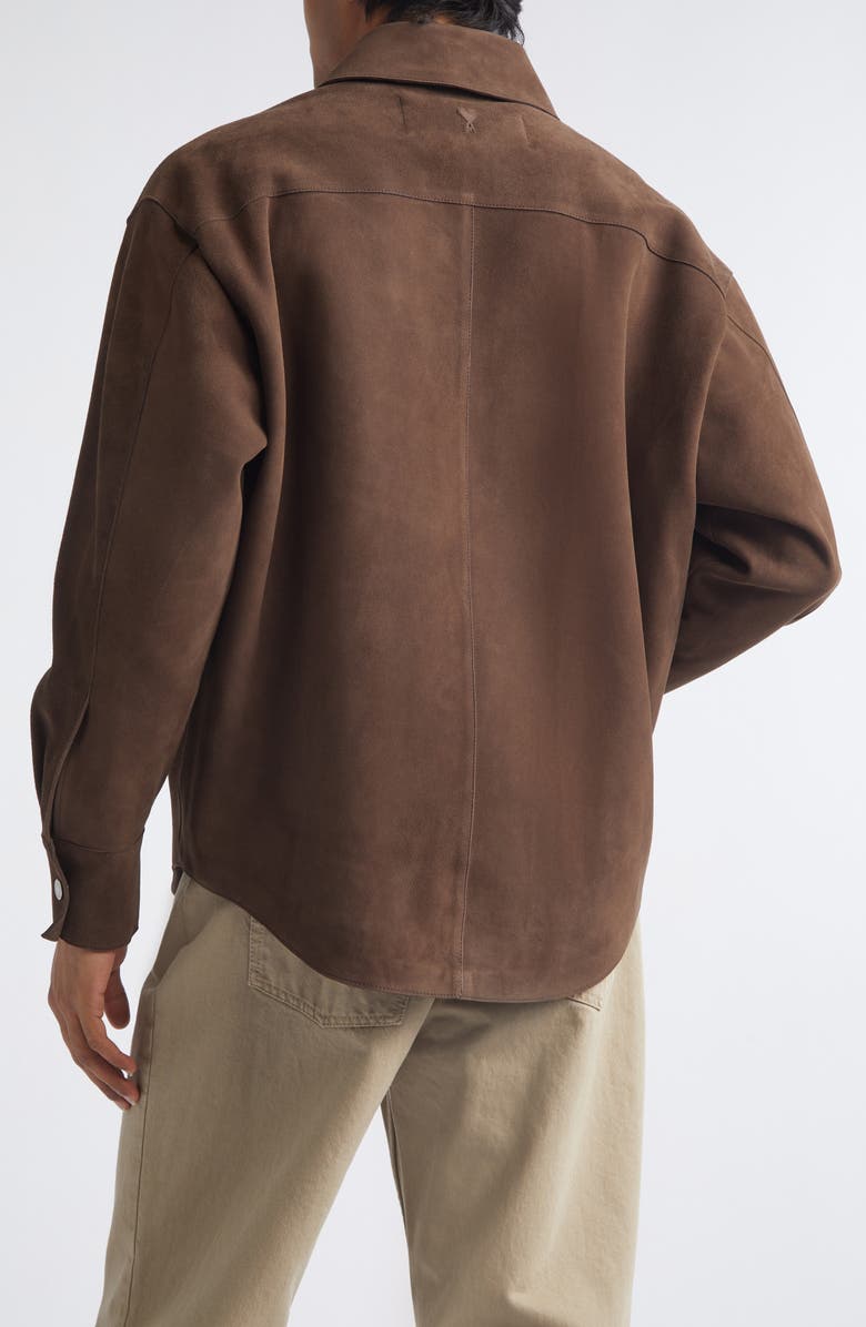 AMI PARIS Goatskin Suede Overshirt, Alternate, color,