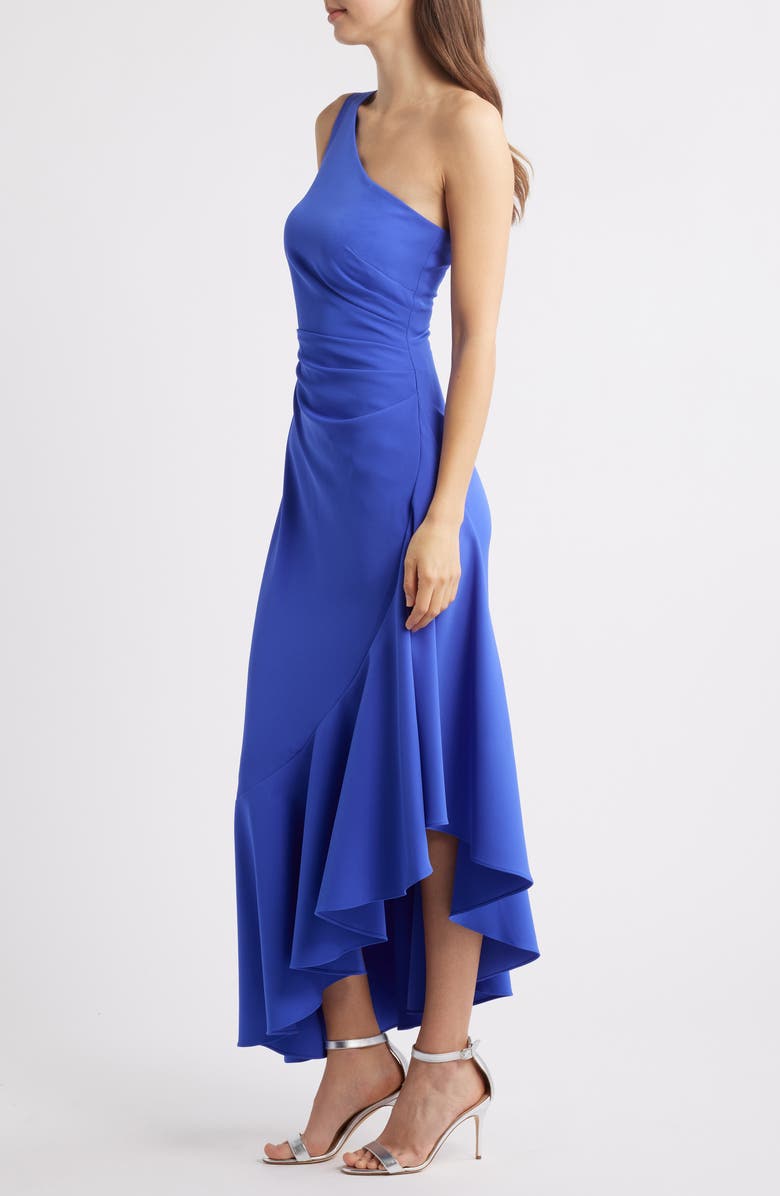 Eliza J One-Shoulder Midi Cocktail Dress, Alternate, color, Sapphire