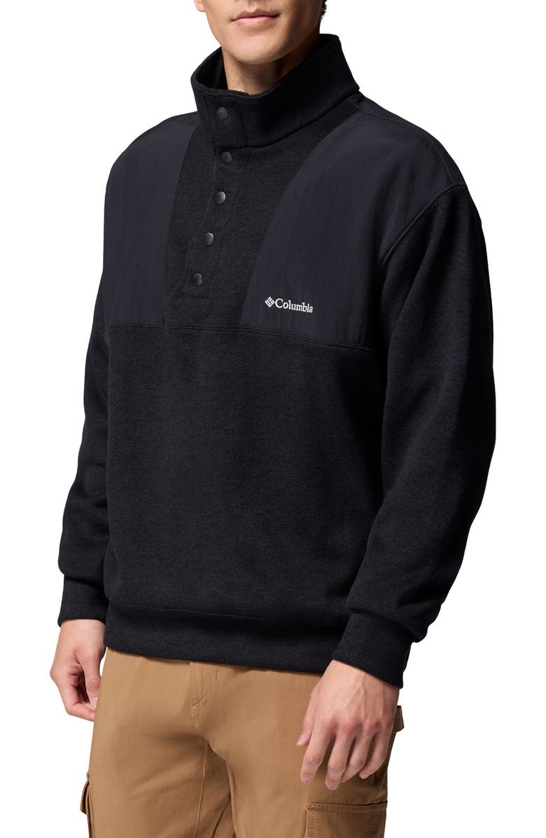 Columbia Sweater Weather Relaxed Fit Half Snap Pullover, Alternate, color, Black Heather 010