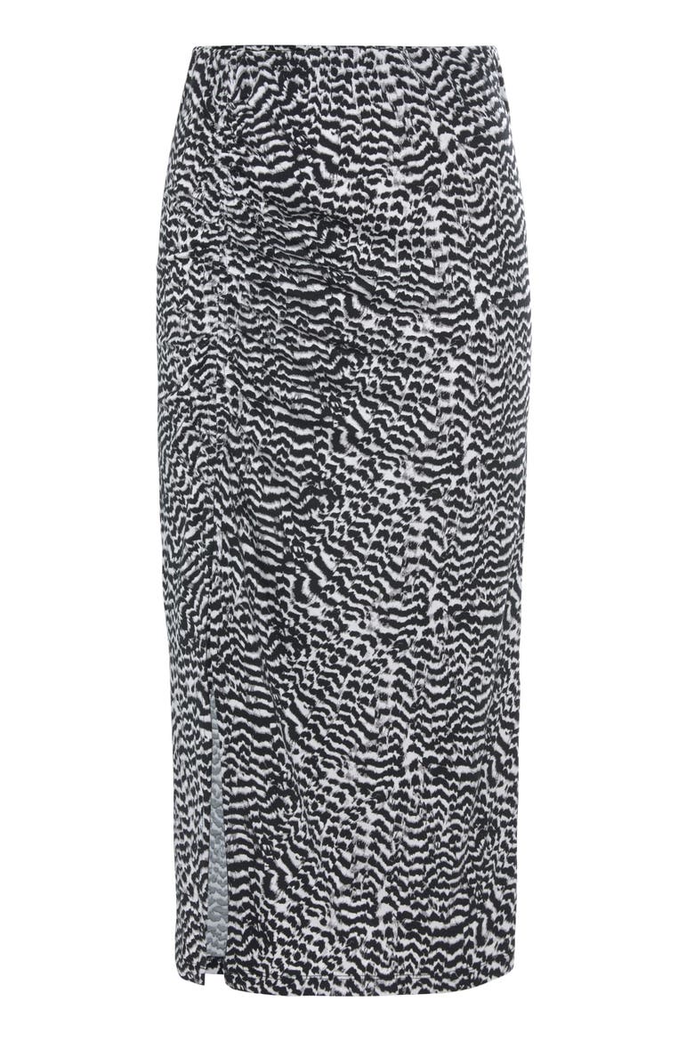 Ruched Slit Midi Skirt, Alternate, color, Black & White