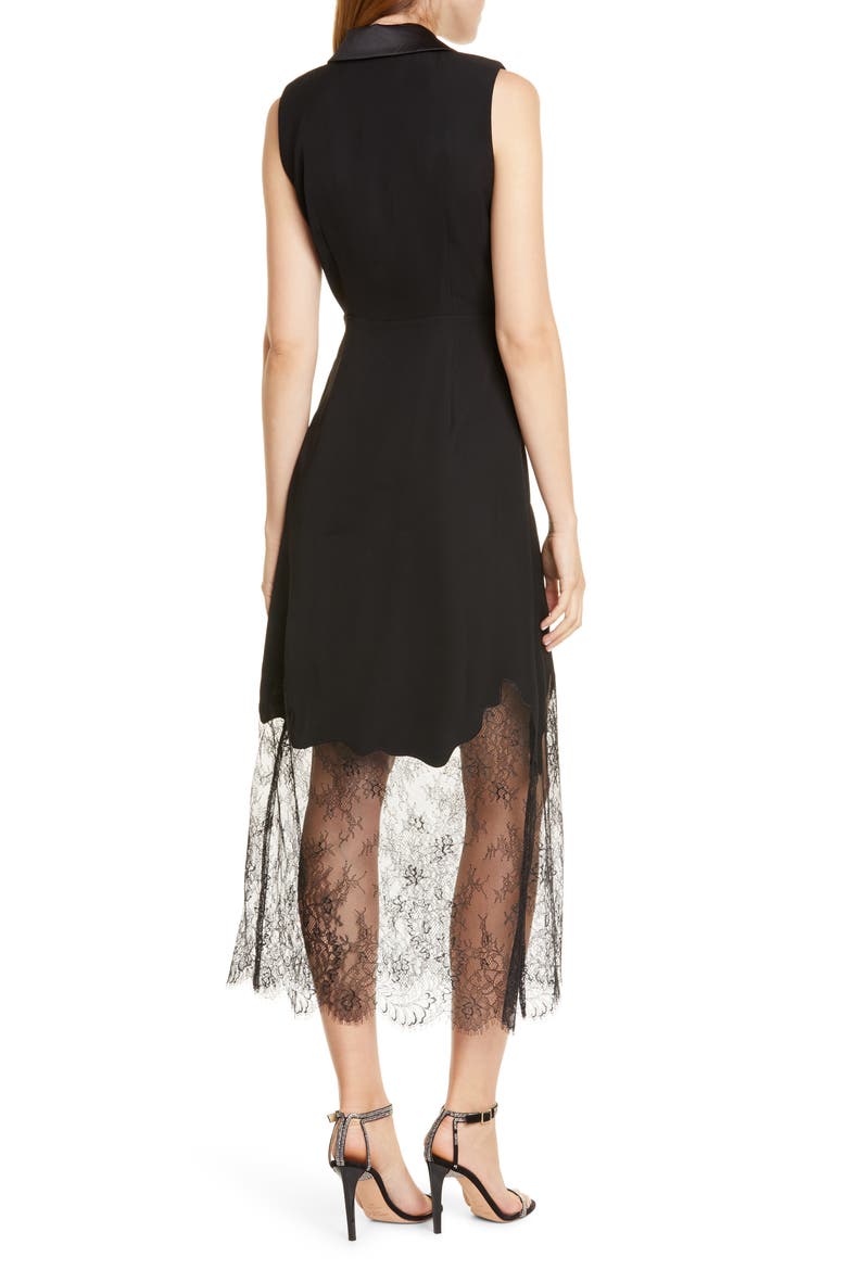 Sleeveless Lace Midi Dress, Alternate, color, BLACK