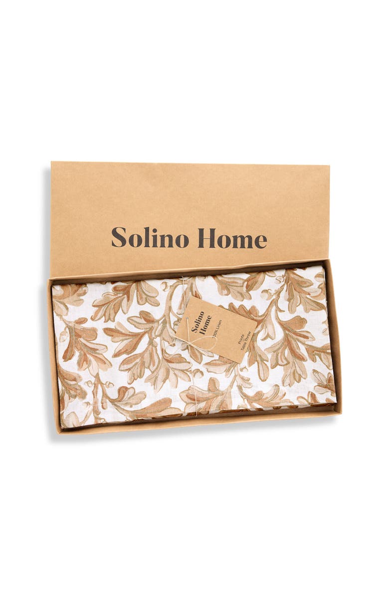 Solino Home Linen Table Throw 52 x 52 Inch for Dining Table, Holiday and Everyday Table Decor - Fallen Leaves, Alternate, color, Autumn