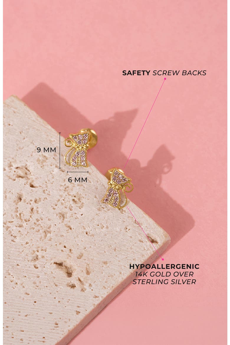 Sassy Kitty Cat Plated Earrings, Alternate, color, Pink
