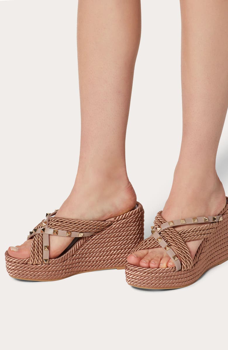 Valentino Garavani Rockstud Strappy Platform Wedge, Alternate, color,