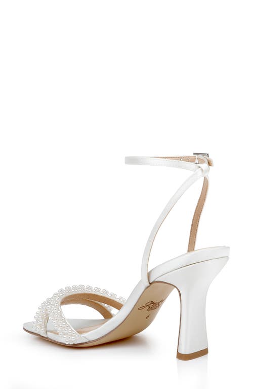 Jewel Badgley Mischka Noah Embellished Ankle Strap Sandal In Ivory Satin