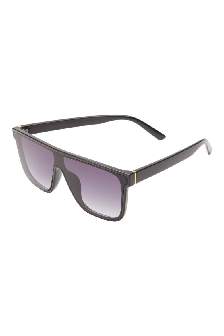 56mm Square Shield Sunglasses, Alternate, color, BLACK