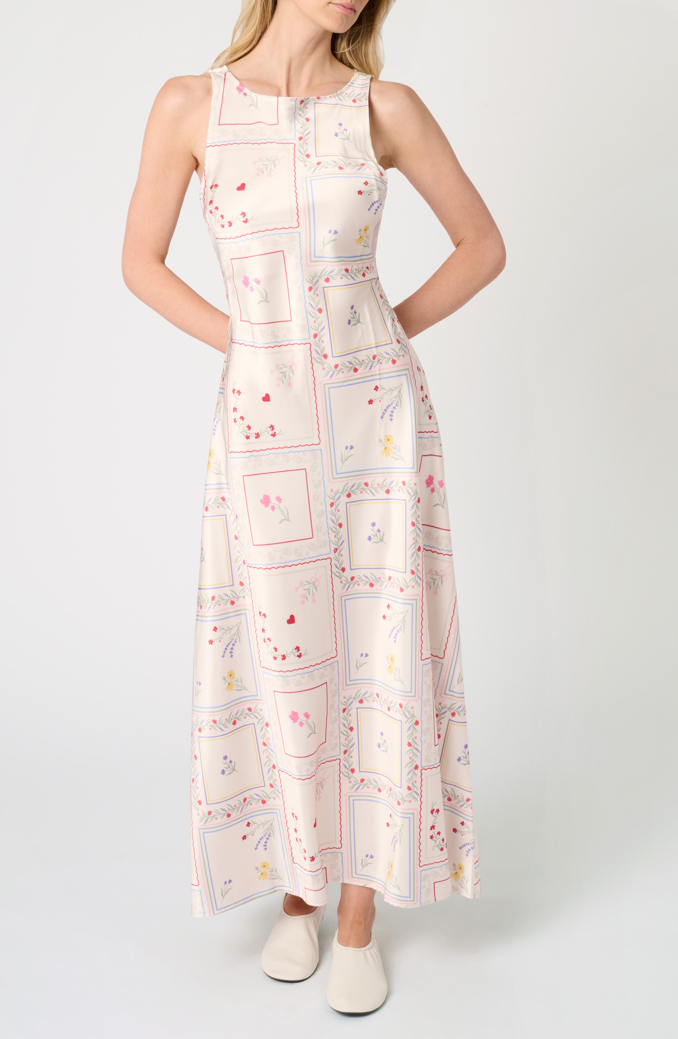 WeWoreWhat Boat Neck Satin Slip Dress