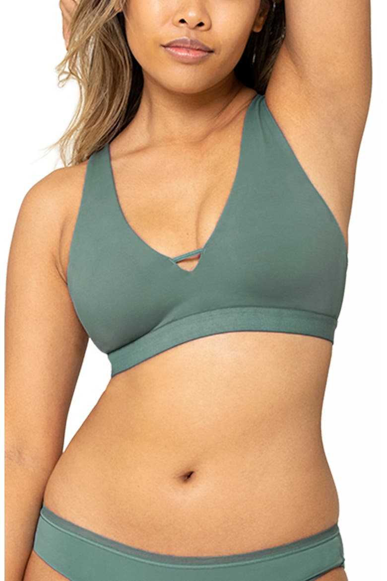 The Deep V Bralette, Main, color, HARBOR GREEN