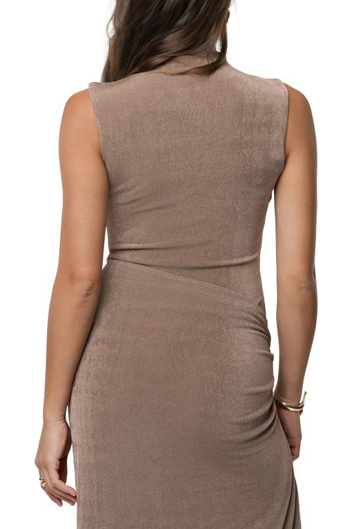 Jluxlabel Aubree Tie Front Body-con Midi Dress In Brown
