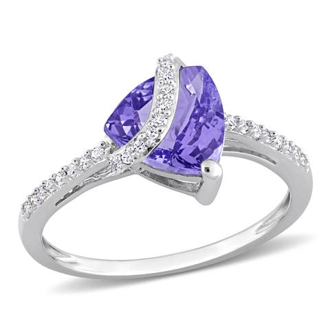 Tanzanite & Diamond Wrap Ring Sterling Silver