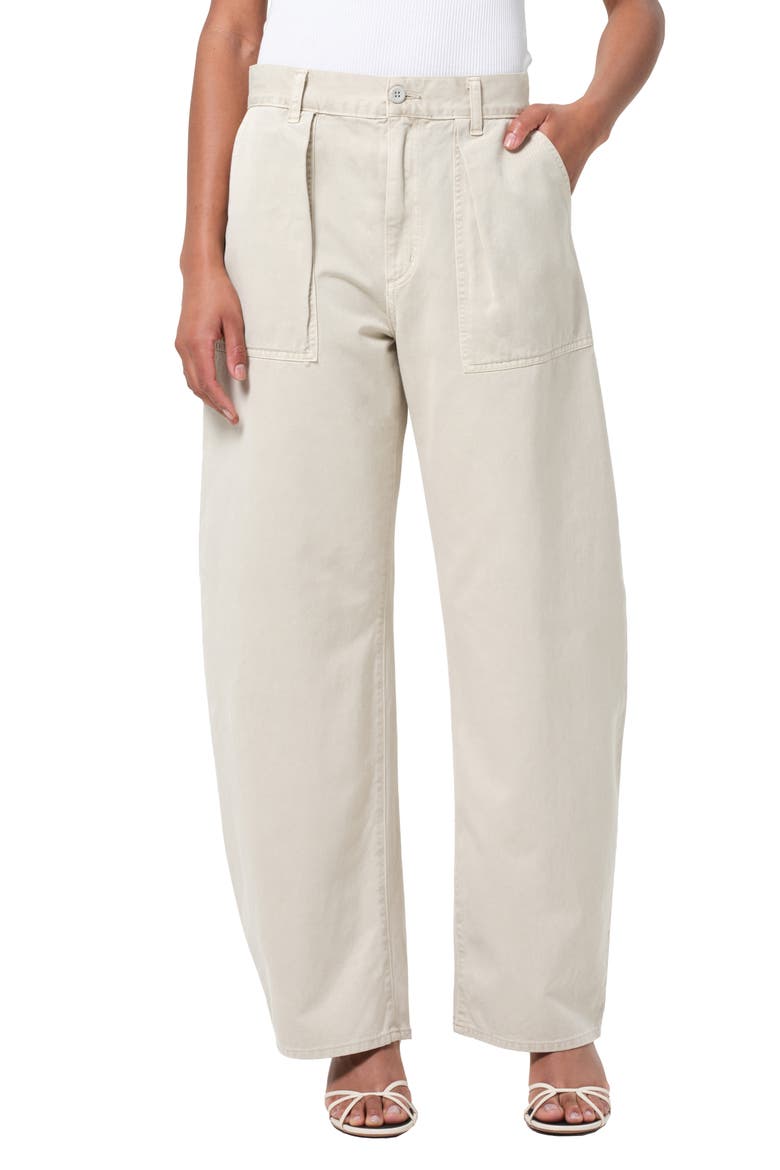 Sefton Pleated High Waist Barrel Twill Pants, Alternate, color, COMB