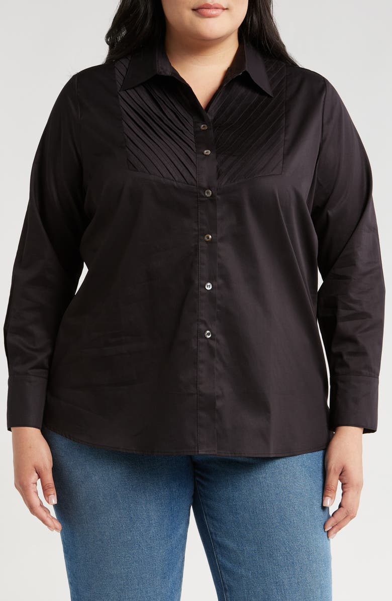 HARSHMAN Kaliyah Pleated Button-Up Shirt, Main, color, Black