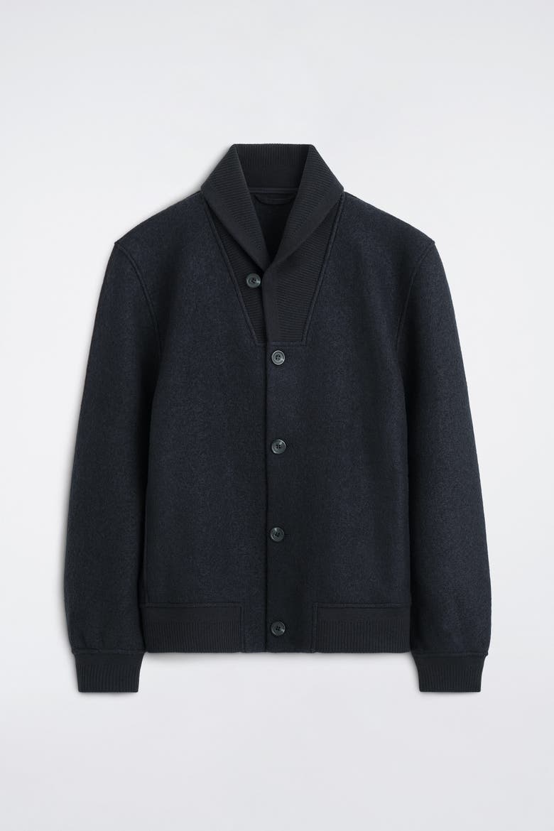 Boiled Wool Shawl-collar Jacket, Alternate, color, NAVY