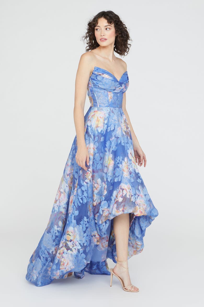 Wendy Bubble Hem Gown, Alternate, color, Cornflower/Marigold