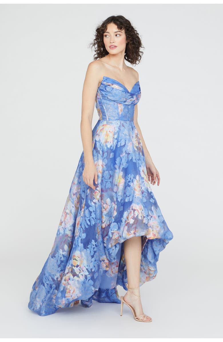 Theia Wendy Bubble Hem Gown, Alternate, color, Cornflower/Marigold
