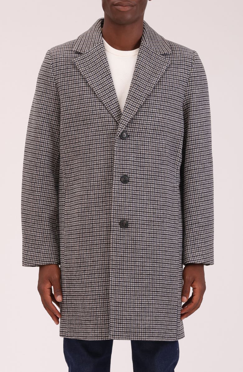 Bagatelle Houndstooth Topcoat, Main, color, Grey-Navy Houndstooth