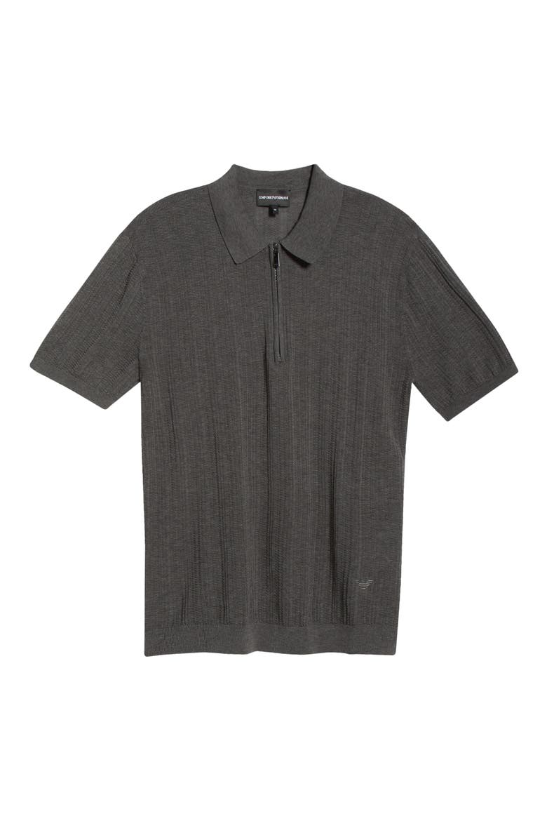 Textured Quarter Zip Polo, Alternate, color, GREY